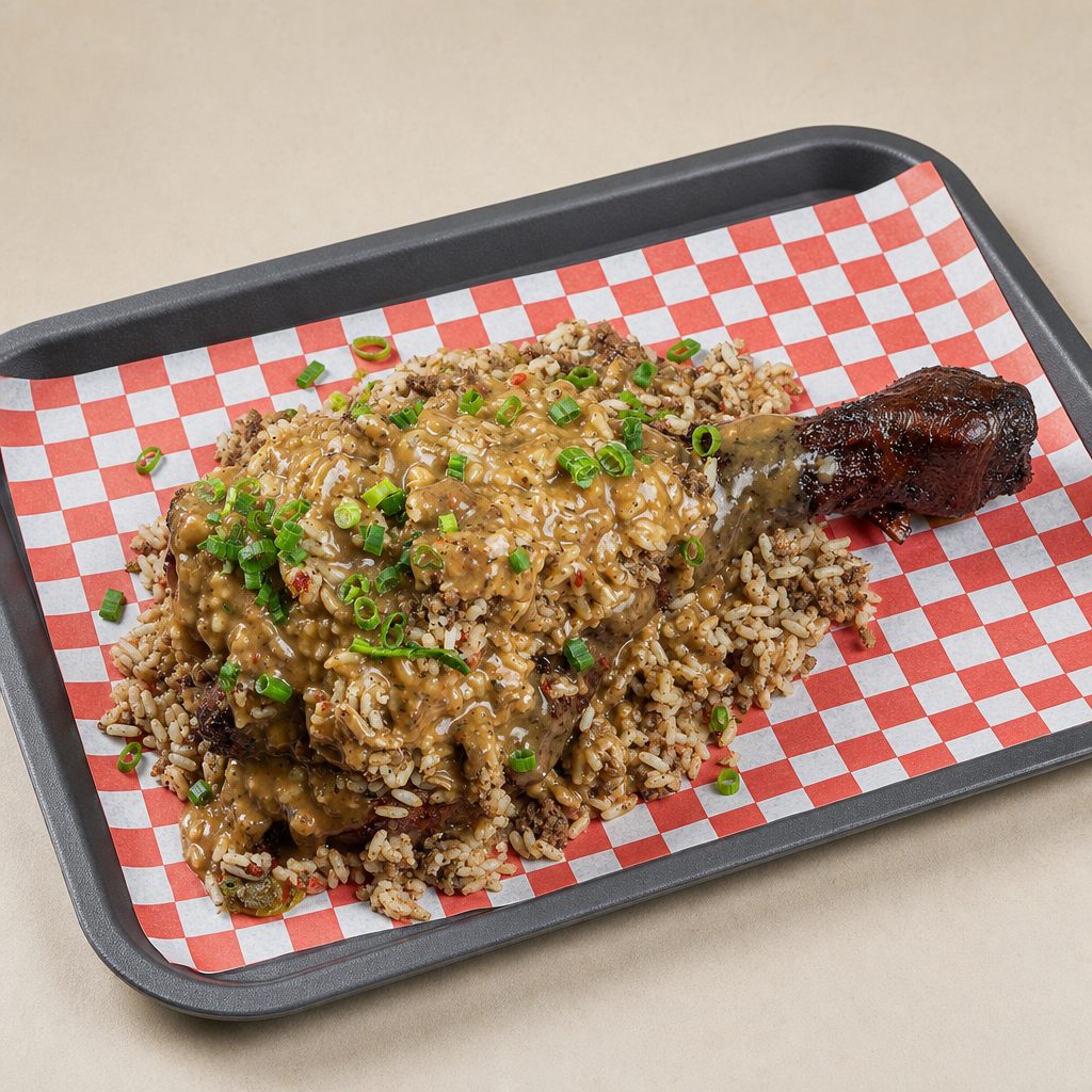 Filthy Rice Turkey Leg.